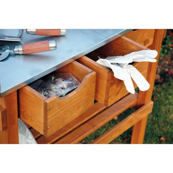 dobar Mesa de cultivo de madera con 3 cajones marr&oacute;n