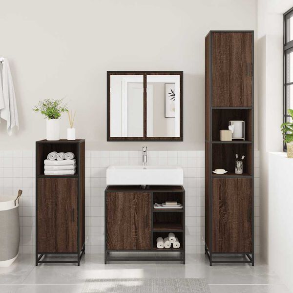 vidaXL Mueble de lavabo madera de ingenier&iacute;a roble marr&oacute;n 65x33x60 cm