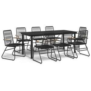 vidaXL Juego de comedor de jard&iacute;n 9 piezas rat&aacute;n PVC negro