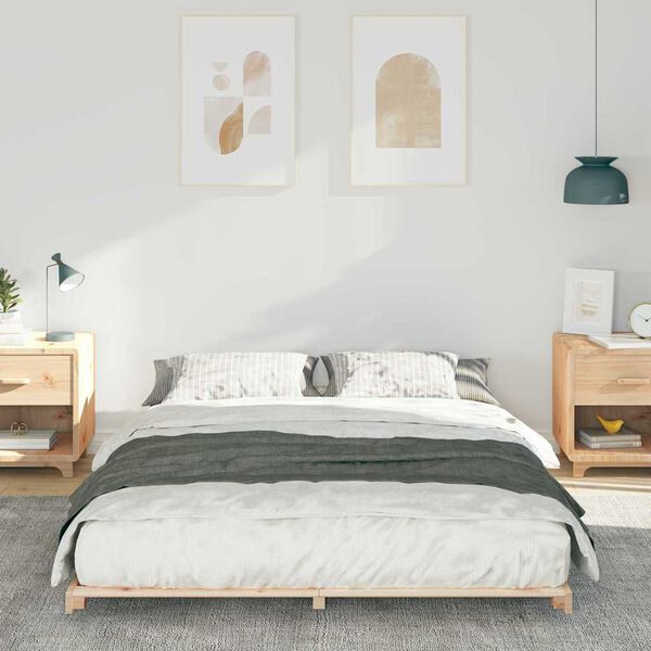 vidaXL Estructura de cama Marr&oacute;n 140 x 200 cm Madera maciza de pino