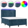 vidaXL Cama box spring colch&oacute;n y LED terciopelo azul oscuro 140x190 cm
