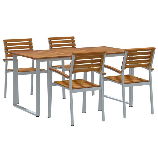 vidaXL Conjunto de Comedor de Jard&iacute;n 5 pcs Gris