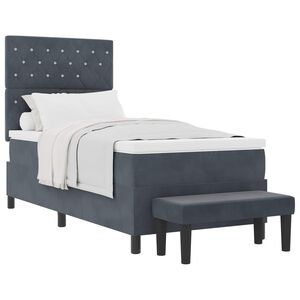 vidaXL Cama tipo Box Spring Gris oscuro 90 x 190 cm Terciopelo