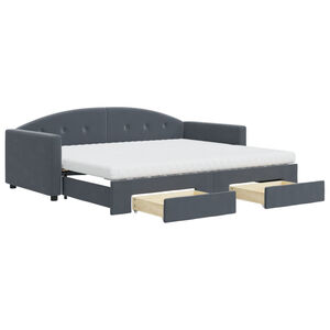 vidaXL Sof&aacute; cama nido con cajones terciopelo gris oscuro 90x190 cm