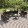 vidaXL Set de muebles de jard&iacute;n 9 pzas y cojines rat&aacute;n sint&eacute;tico gris
