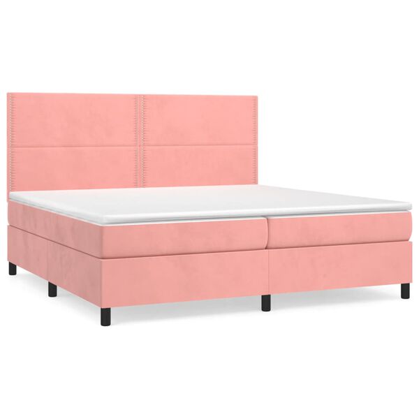 vidaXL Cama box spring con colch&oacute;n terciopelo rosa 200x200 cm