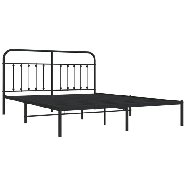 vidaXL Estructura cama sin colchón con cabecero metal negro 180x200 cm