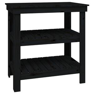 vidaXL Banco de trabajo de madera maciza de pino negro 78,5x50x80 cm