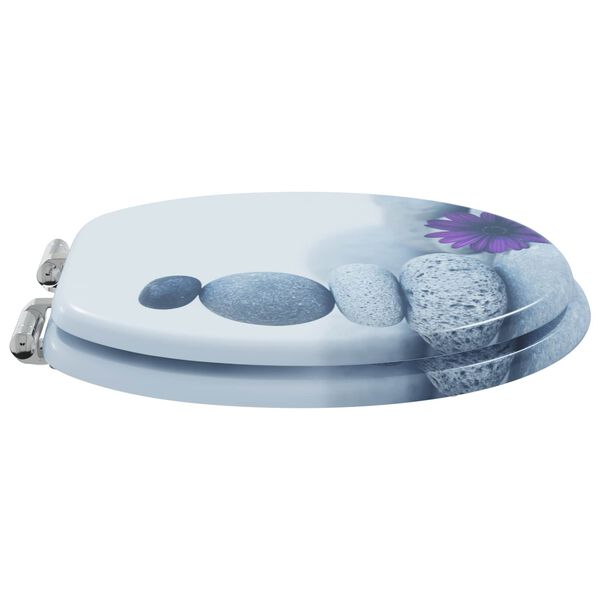 vidaXL Asiento de WC 2 pcs Gris 44 x 38 cm Tablero de MDF