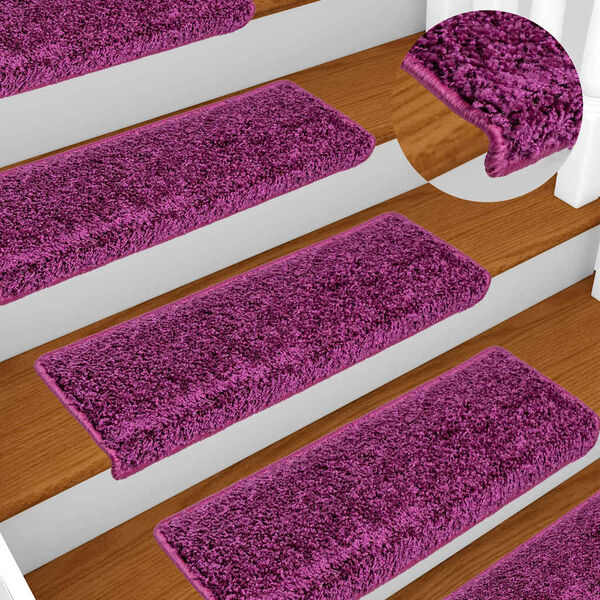 vidaXL Alfombrillas para escaleras 10 unidades 65x21x4 cm violeta borde rectangular