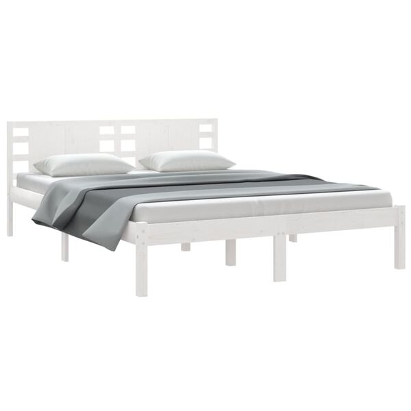 vidaXL Estructura de cama sin colchón madera de pino blanca 120x200 cm
