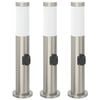 vidaXL Balizas de luz con toma de corriente, 3 unidades, 50 cm, acero inoxidable, IP44