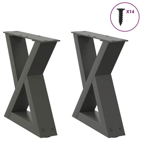 vidaXL Patas para mesa de centro (2 unidades), antracita, 40 x (30-31,3) cm, acero