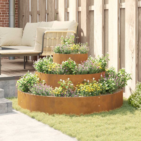 vidaXL Maceta para Jard&iacute;n Marr&oacute;n 120 x 120 x 20 cm Acero autopatinable