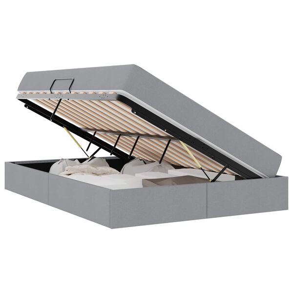 vidaXL Cama con almacenamiento y colch&oacute;n Gris Claro 140 x 190 cm