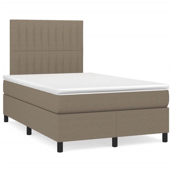 vidaXL Cama box spring con colch&oacute;n tela gris taupe 120x190 cm