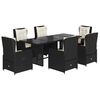 vidaXL Set de comedor de jard&iacute;n 7 pzas y cojines rat&aacute;n sint&eacute;tico negro