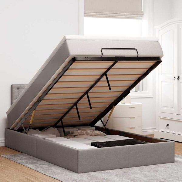 vidaXL Estructura de cama otomana colch&oacute;n tela topo 120x190 cm