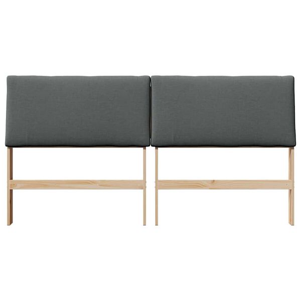 vidaXL Cabecero tapizado Gris oscuro 200 cm Madera de pino macizo