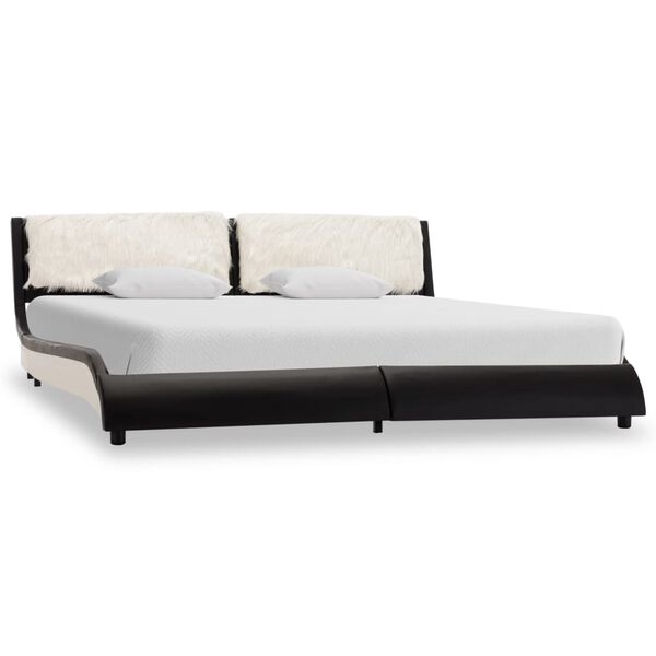 vidaXL Estructura de cama con LED sin colch&oacute;n negro blanco 180x200 cm