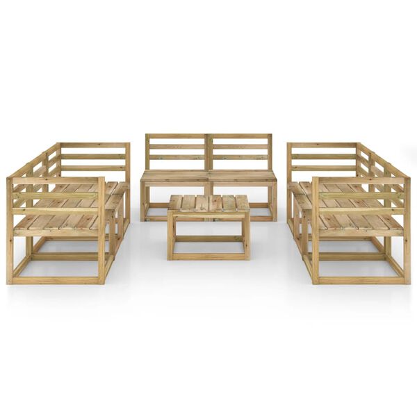 vidaXL Set de muebles de jard&iacute;n 9 pzas madera de pino impregnada verde