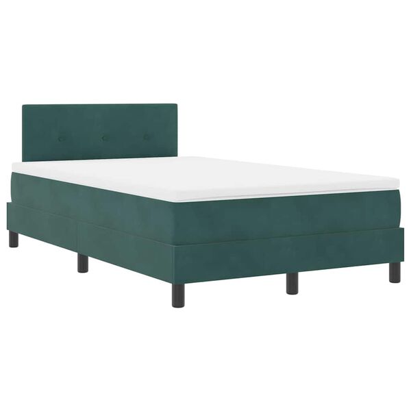 vidaXL Cama Box Spring LED Verde oscuro 120 x 200 cm Terciopelo