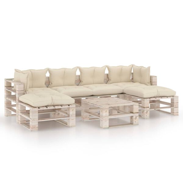 vidaXL Muebles de jard&iacute;n de palets 7 pzas y cojines madera de pino