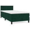 vidaXL Cama box spring con colch&oacute;n terciopelo verde oscuro 90x200 cm