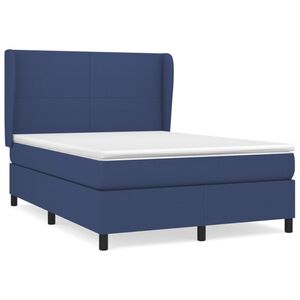 vidaXL Cama box spring con colch&oacute;n tela azul 140x190 cm