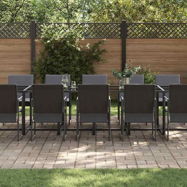 vidaXL Conjunto de Comedor de Jard&iacute;n 17 pcs Negro Acero