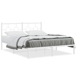 vidaXL Estructura cama sin colch&oacute;n con cabecero metal blanco 160x200cm