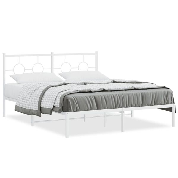 vidaXL Estructura cama sin colch&oacute;n con cabecero metal blanco 160x200cm