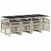 vidaXL Set comedor de jard&iacute;n 9 pzas cojines rat&aacute;n sint&eacute;tico gris claro