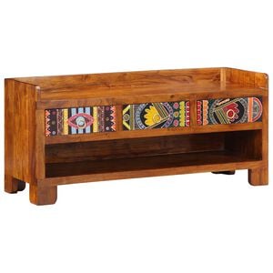 vidaXL Banco para zapatos con caj&oacute;n Marr&oacute;n miel 100 x 35 x 45 cm