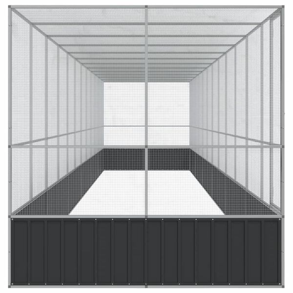 vidaXL Pajarera con extensi&oacute;n de acero color plateado 1246x207x212 cm