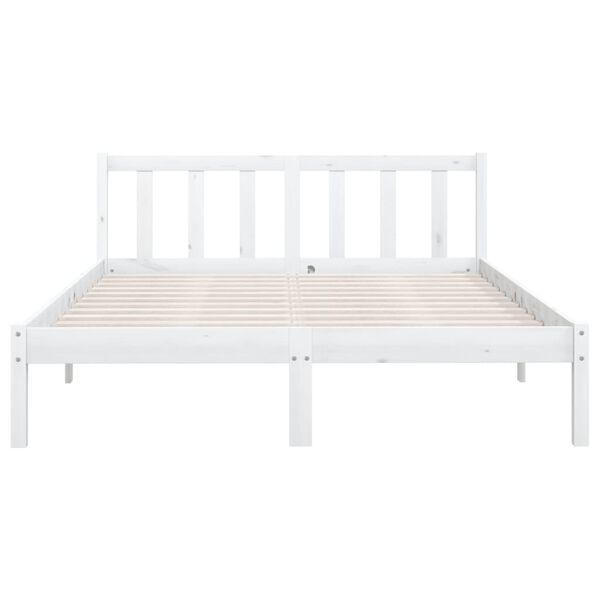 vidaXL Estructura de cama sin colch&oacute;n madera maciza blanco 140x200 cm