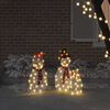 vidaXL Familia de Muñecos de Nieve Iluminados 3 pcs Cálido Poliéster