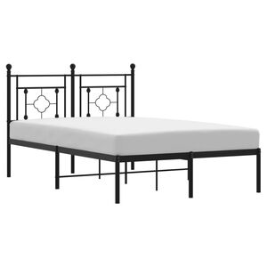 vidaXL Estructura cama sin colch&oacute;n con cabecero metal negro 120x190 cm