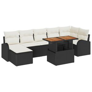 vidaXL Conjunto de sof&aacute; de jard&iacute;n con coj&iacute;n 8 pcs Negro y crema