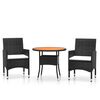 vidaXL Juego de comedor para jard&iacute;n 3 piezas rat&aacute;n sint&eacute;tico negro