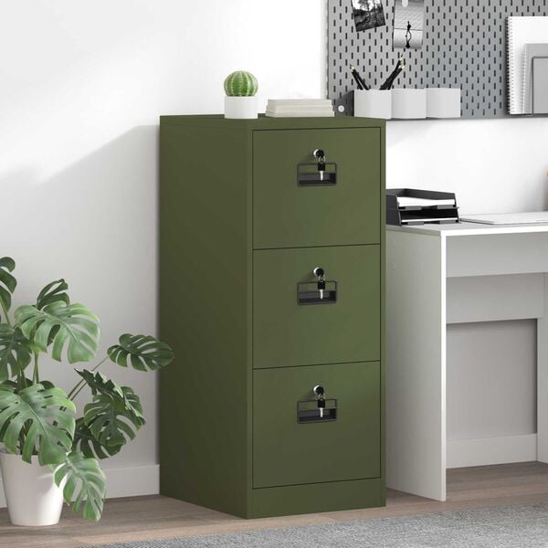 vidaXL Mueble archivador con caj&oacute;n Verde Oliva 44 x 50 x 106.5 cm