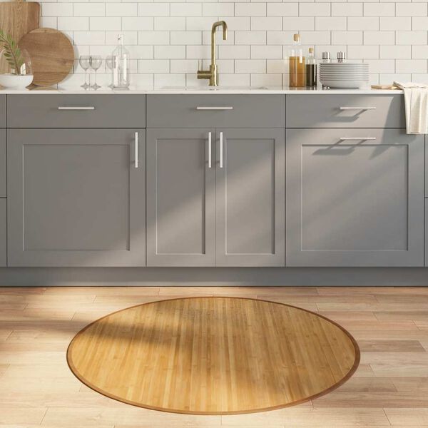 vidaXL Alfombra redonda bamb&uacute; color natural 100 cm