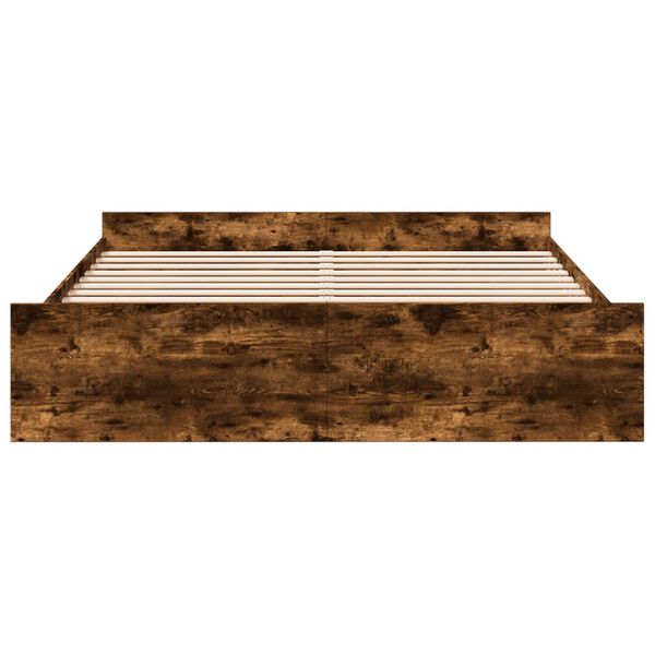 vidaXL Cama con cajones madera de ingenier&iacute;a roble ahumado 200x200 cm