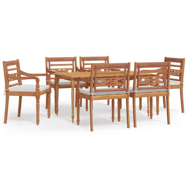 vidaXL Juego comedor de jard&iacute;n 7 piezas con cojines madera maciza teca