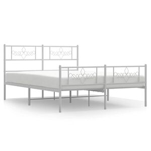 vidaXL Estructura cama sin colch&oacute;n con estribo metal blanco 140x190 cm