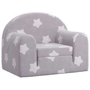 vidaXL Sofá cama de niños felpa suave gris claro con estrellas