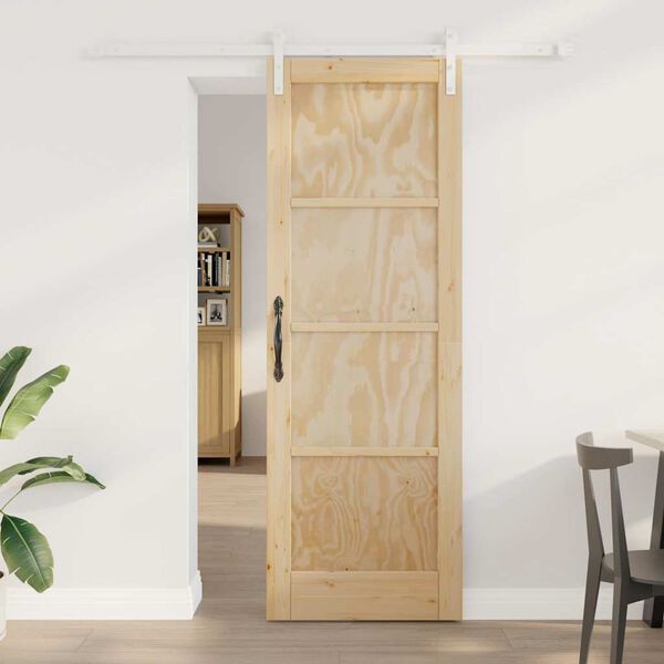 vidaXL Puerta Corredera Marr&oacute;n 73,5 x 211 cm Madera de pino macizo