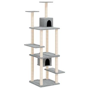 vidaXL Rascador para gatos con postes de sisal gris claro 176 cm