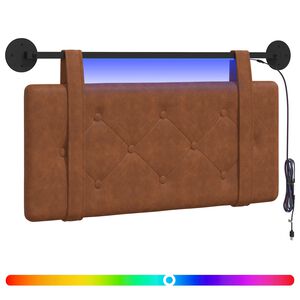 vidaXL Cabecero colgante Con luz LED Marr&oacute;n PU antiguo