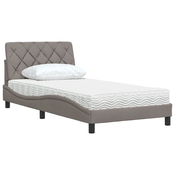 vidaXL Cama con colch&oacute;n tela gris taupe 100x200 cm